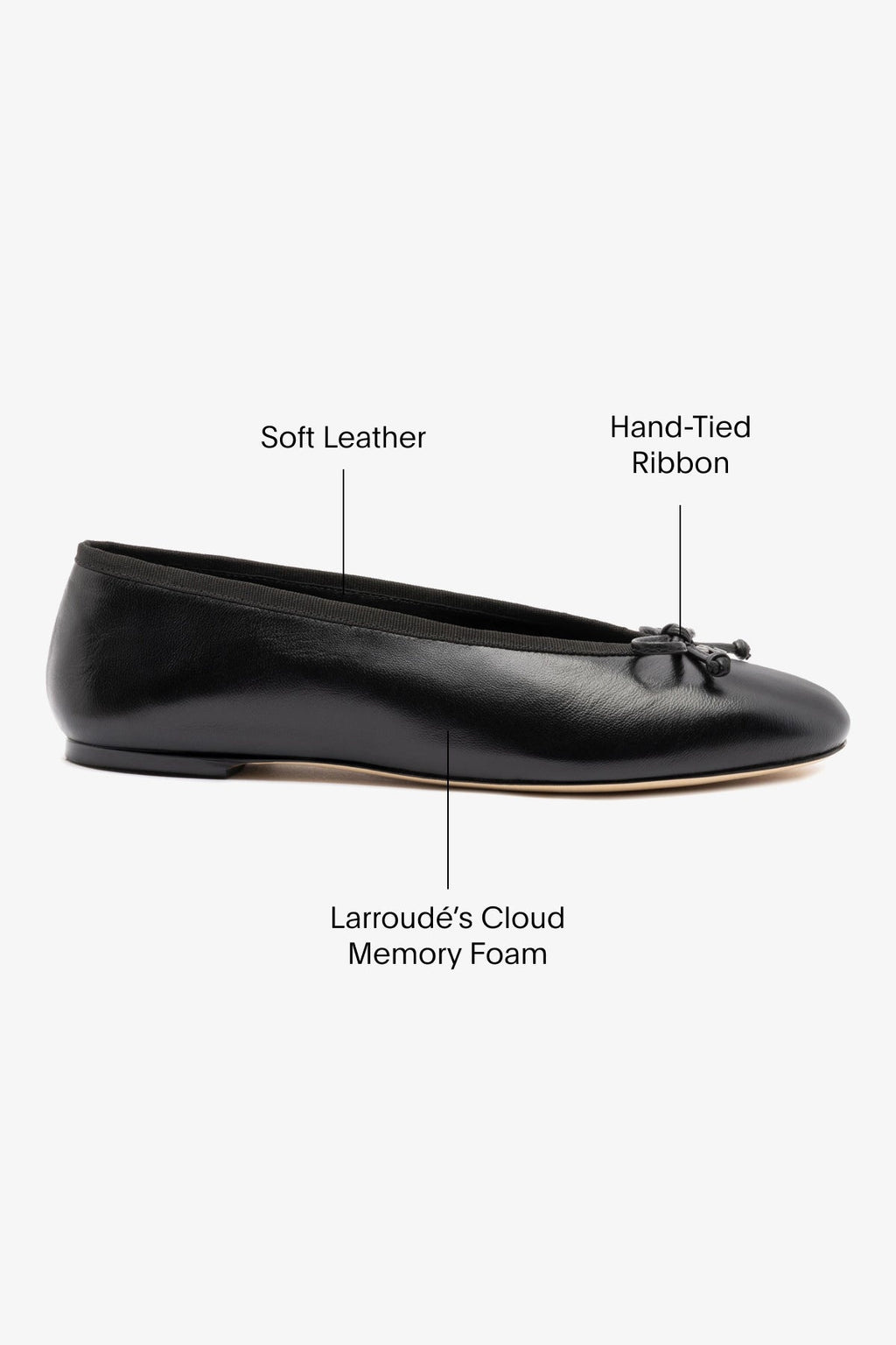Larroude Pavlova Ballet Flat In Black Leather