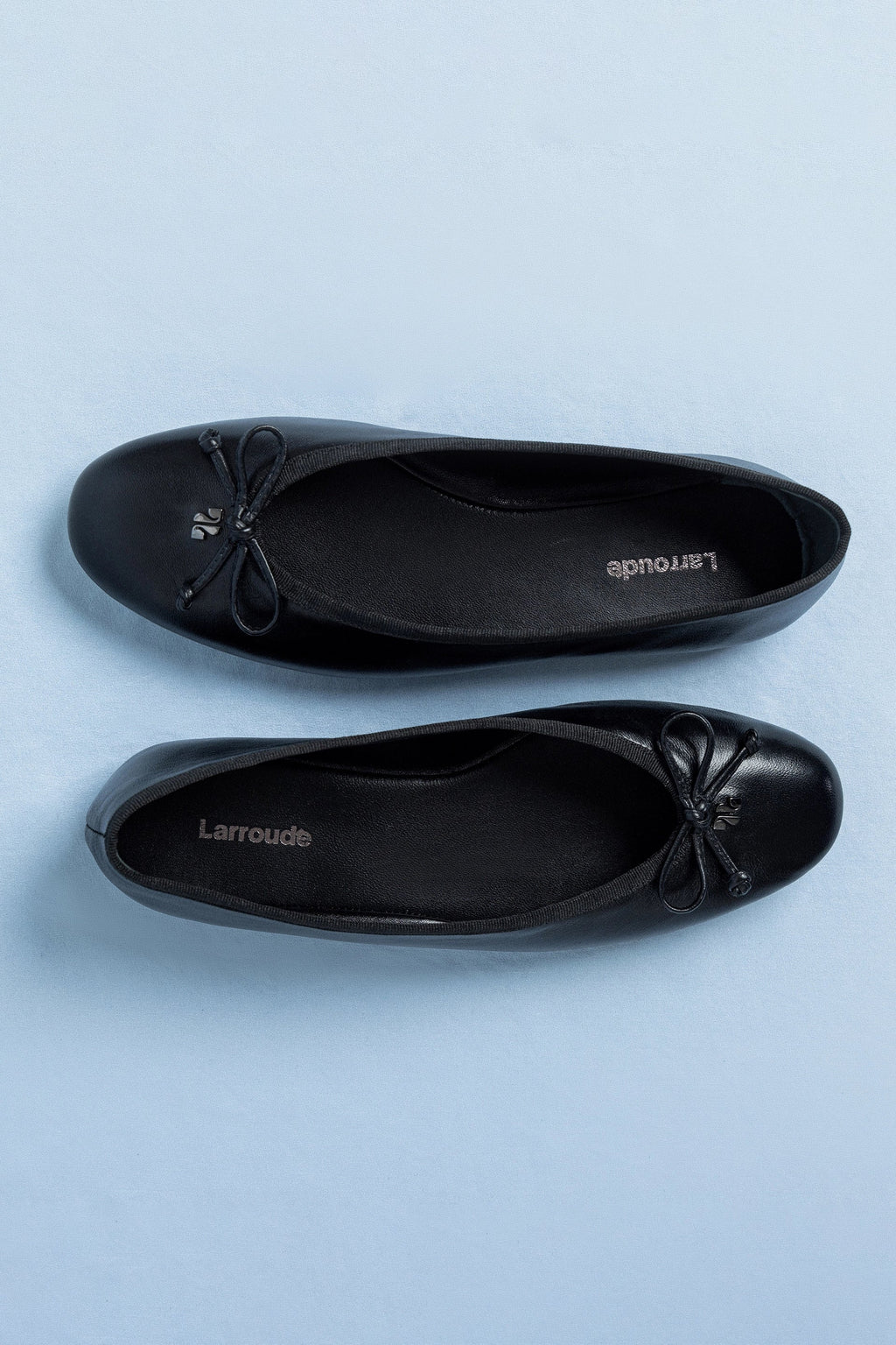 Larroude Pavlova Ballet Flat In Black Leather