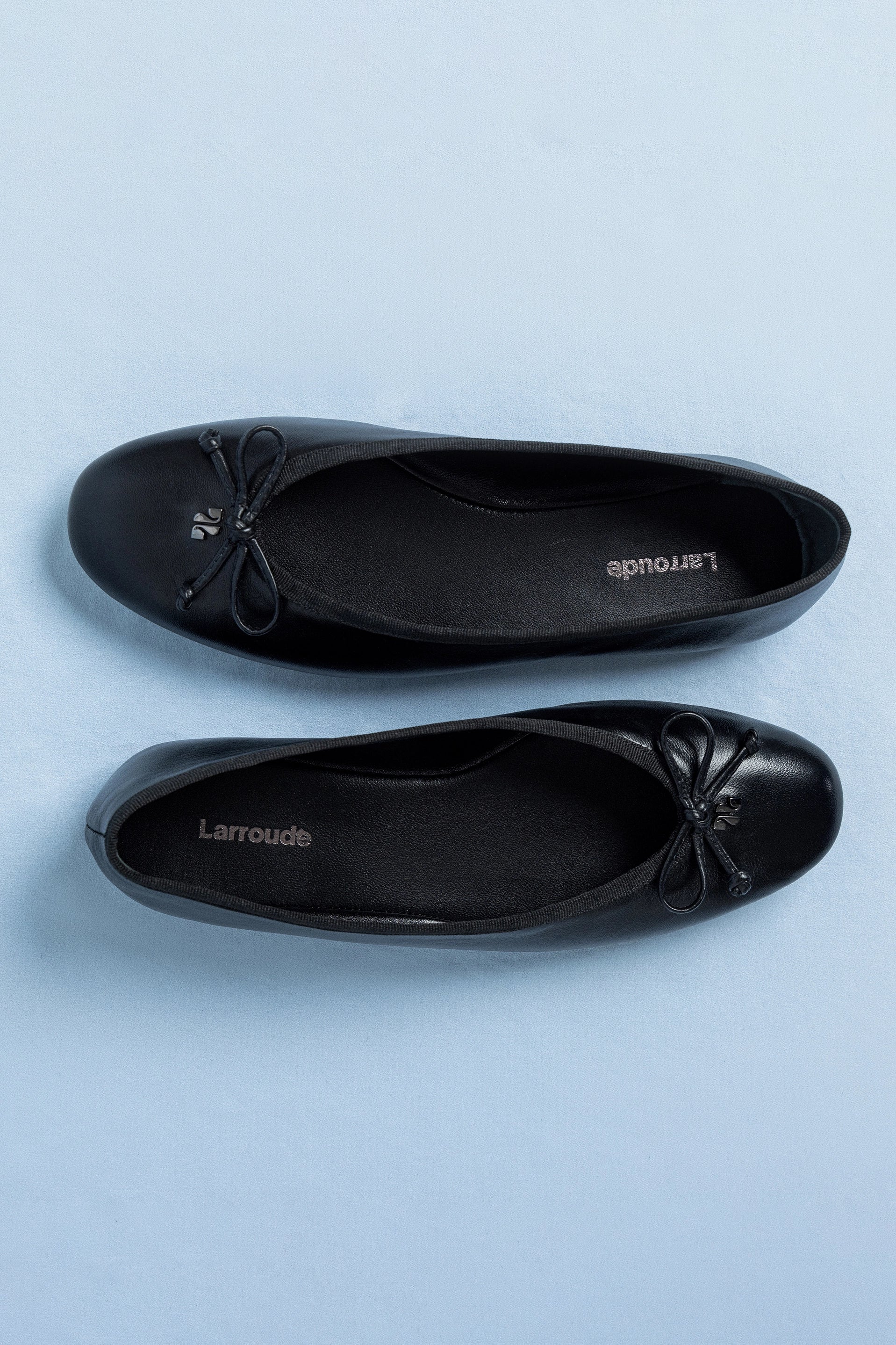 Larroude Pavlova Ballet Flat In Black Leather