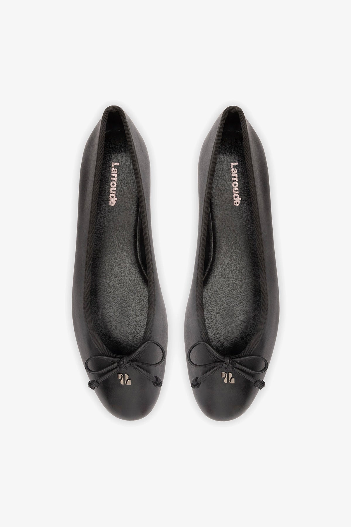 Larroude Pavlova Ballet Flat In Black Leather