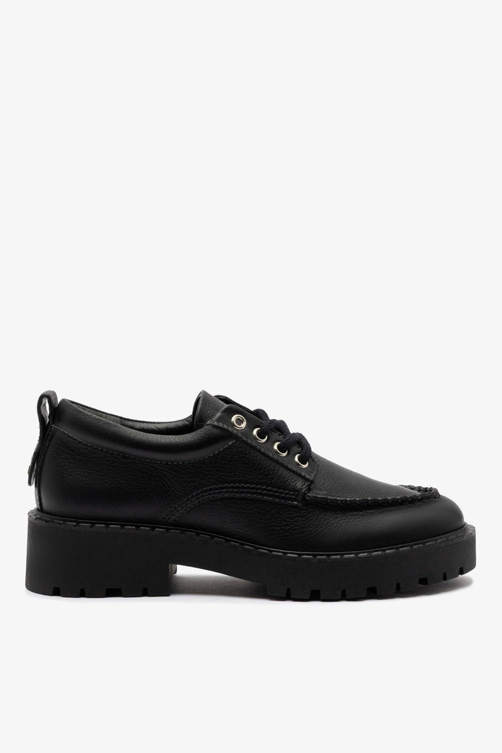 Larroude London Lace Up Loafer In Black Leather