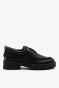 Larroude London Lace Up Loafer In Black Leather