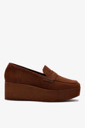 Larroude Suki Flatform Loafer In Burnt Umber Suede