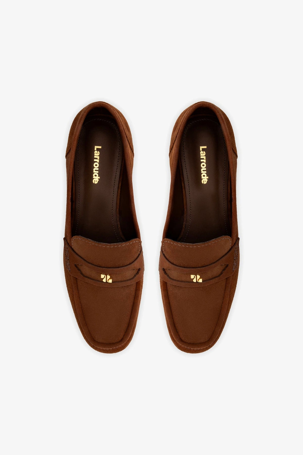 Larroude Suki Flatform Loafer In Burnt Umber Suede