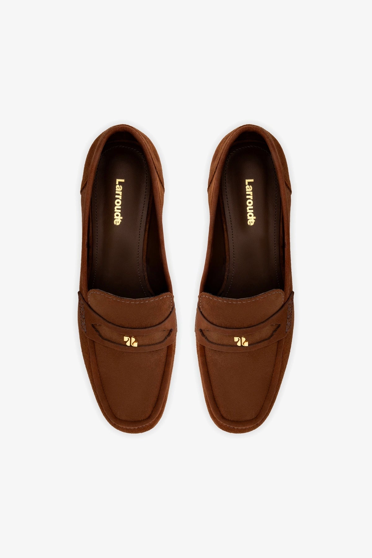 Larroude Suki Flatform Loafer In Burnt Umber Suede