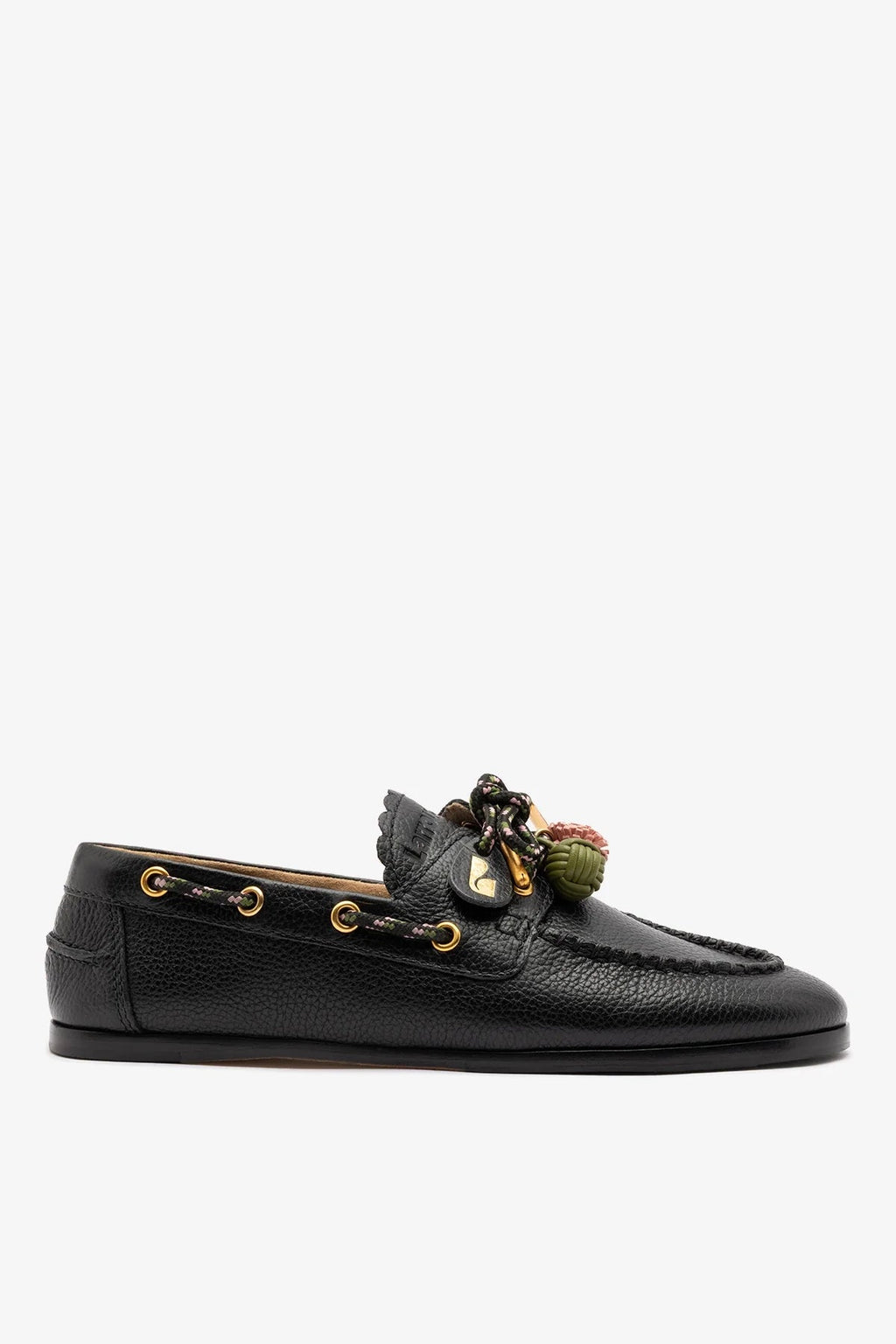 Larroude Cyprus Boat Shoe Black Leather