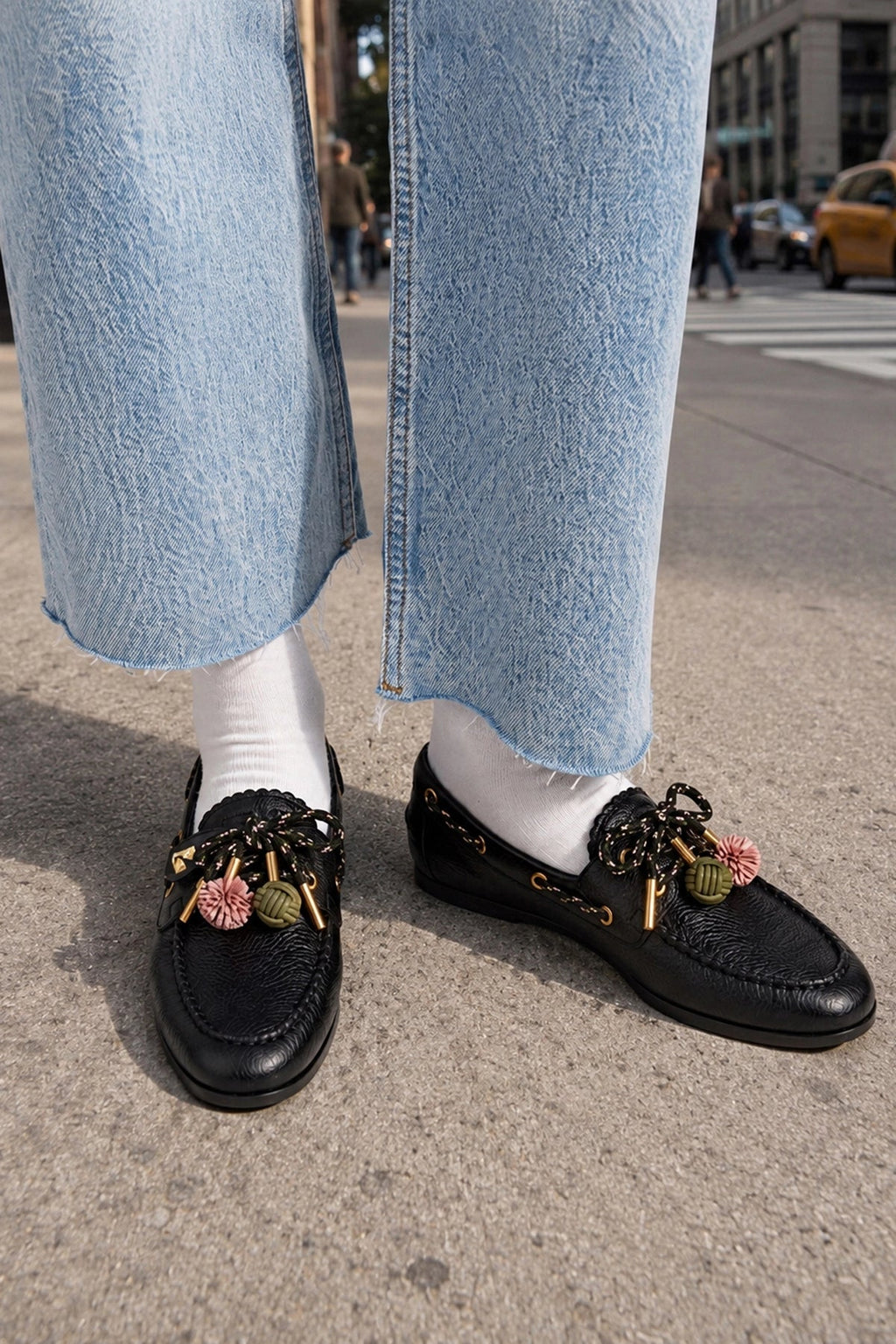 Larroude Cyprus Boat Shoe Black Leather