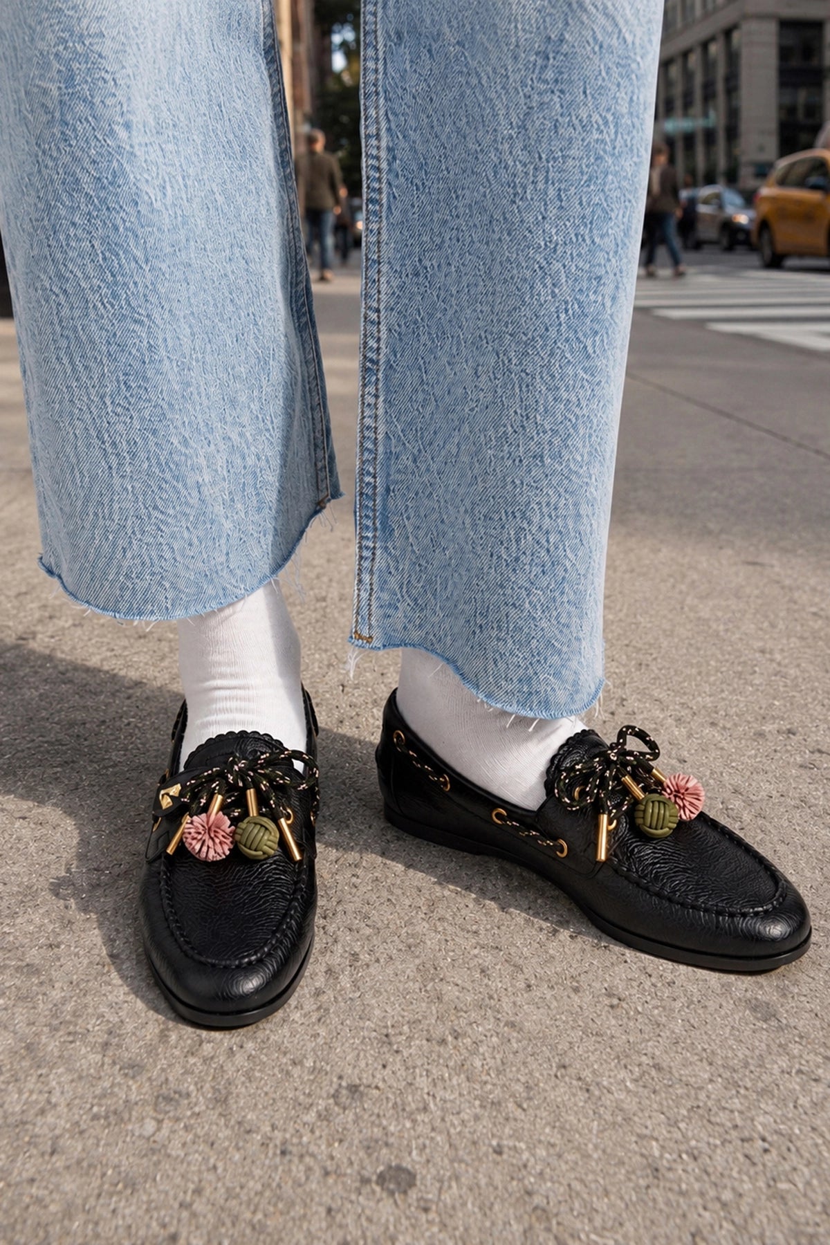 Larroude Cyprus Boat Shoe Black Leather