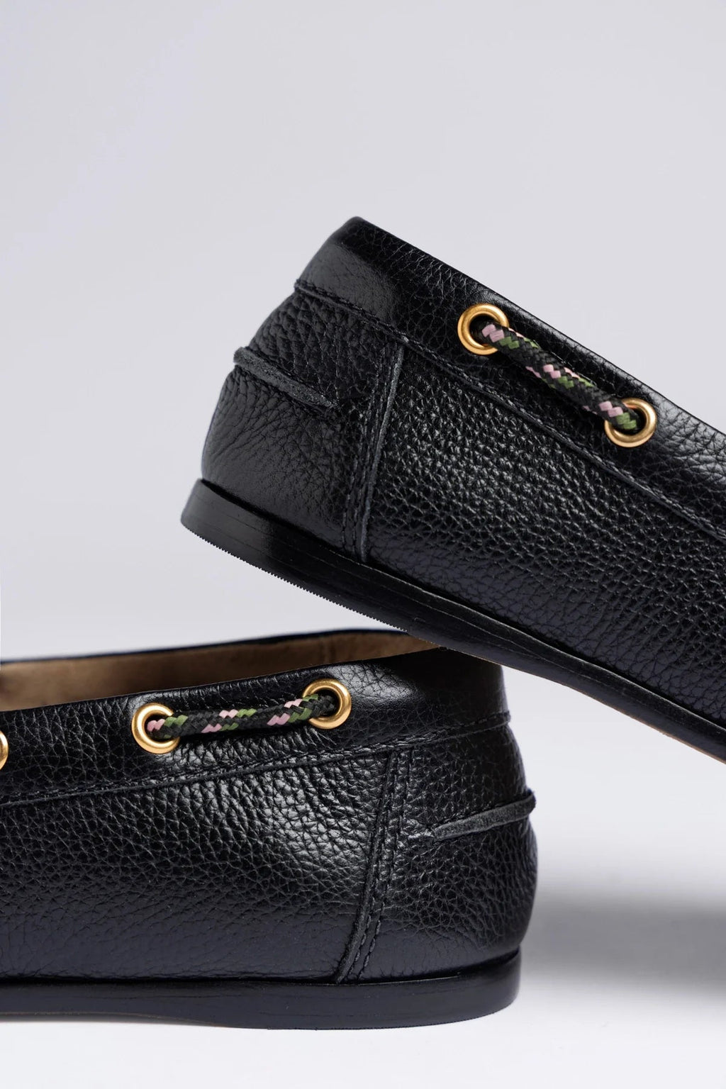 Larroude Cyprus Boat Shoe Black Leather