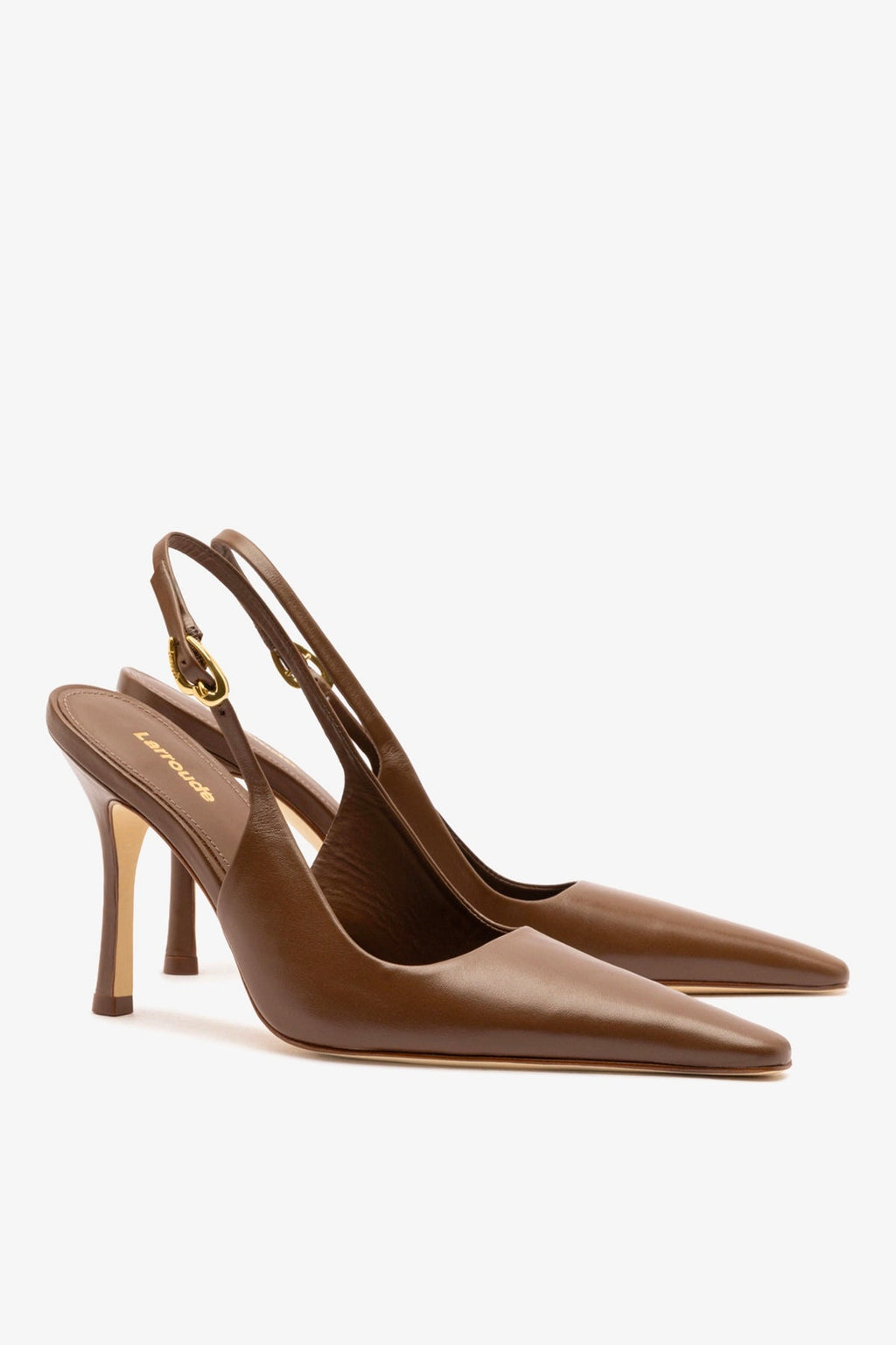 Larroude Carine Pump In Burnt Umber Leather