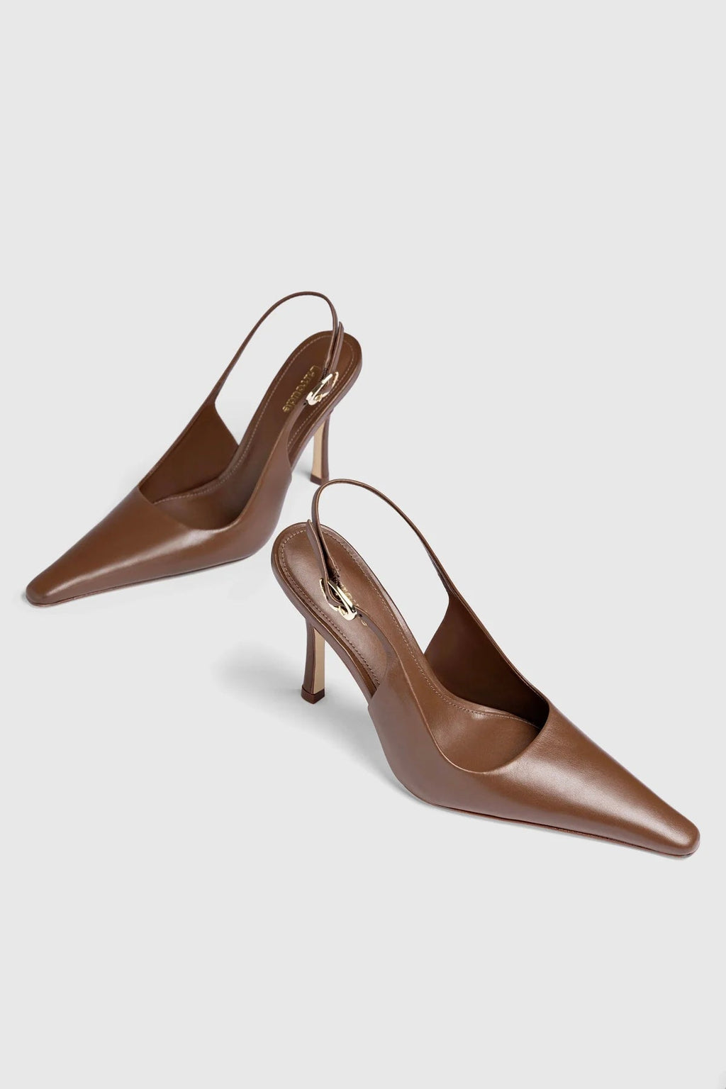 Larroude Carine Pump In Burnt Umber Leather