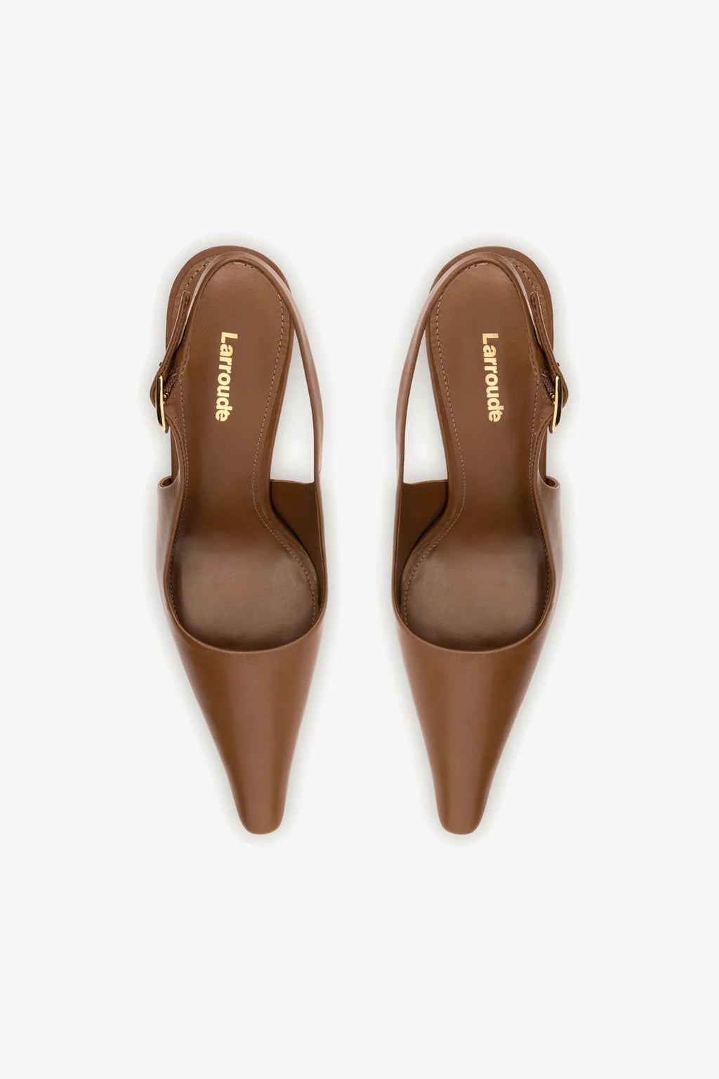 Larroude Carine Pump In Burnt Umber Leather