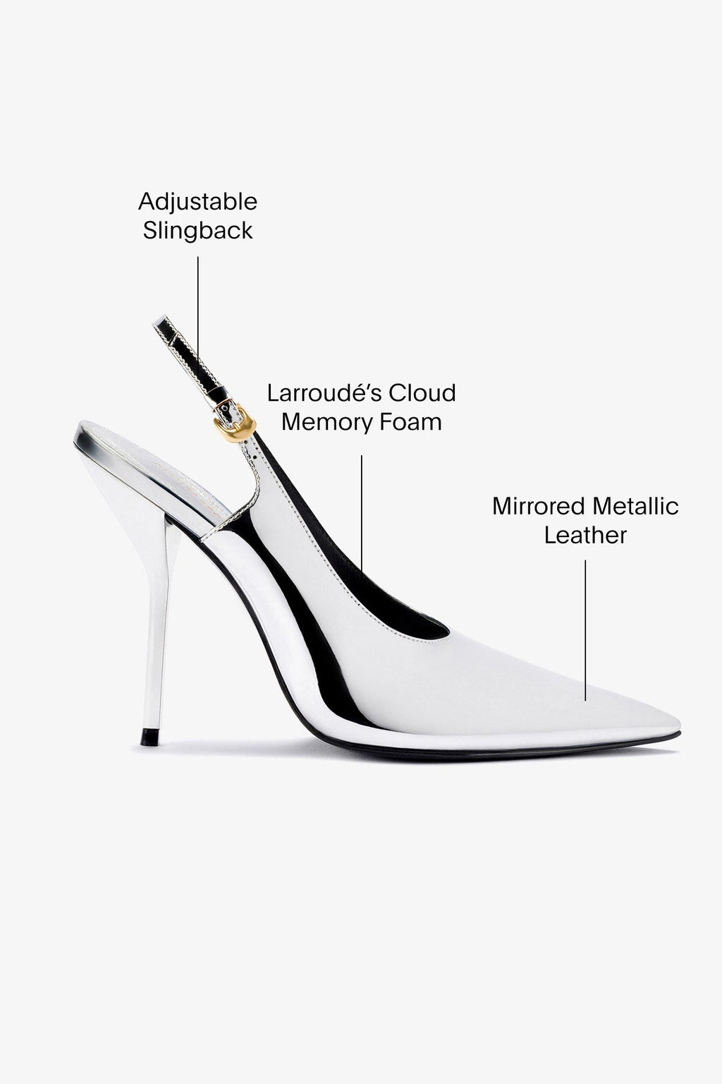 Larroude Larroudé x Altuzarra Pump In Silver Specchio