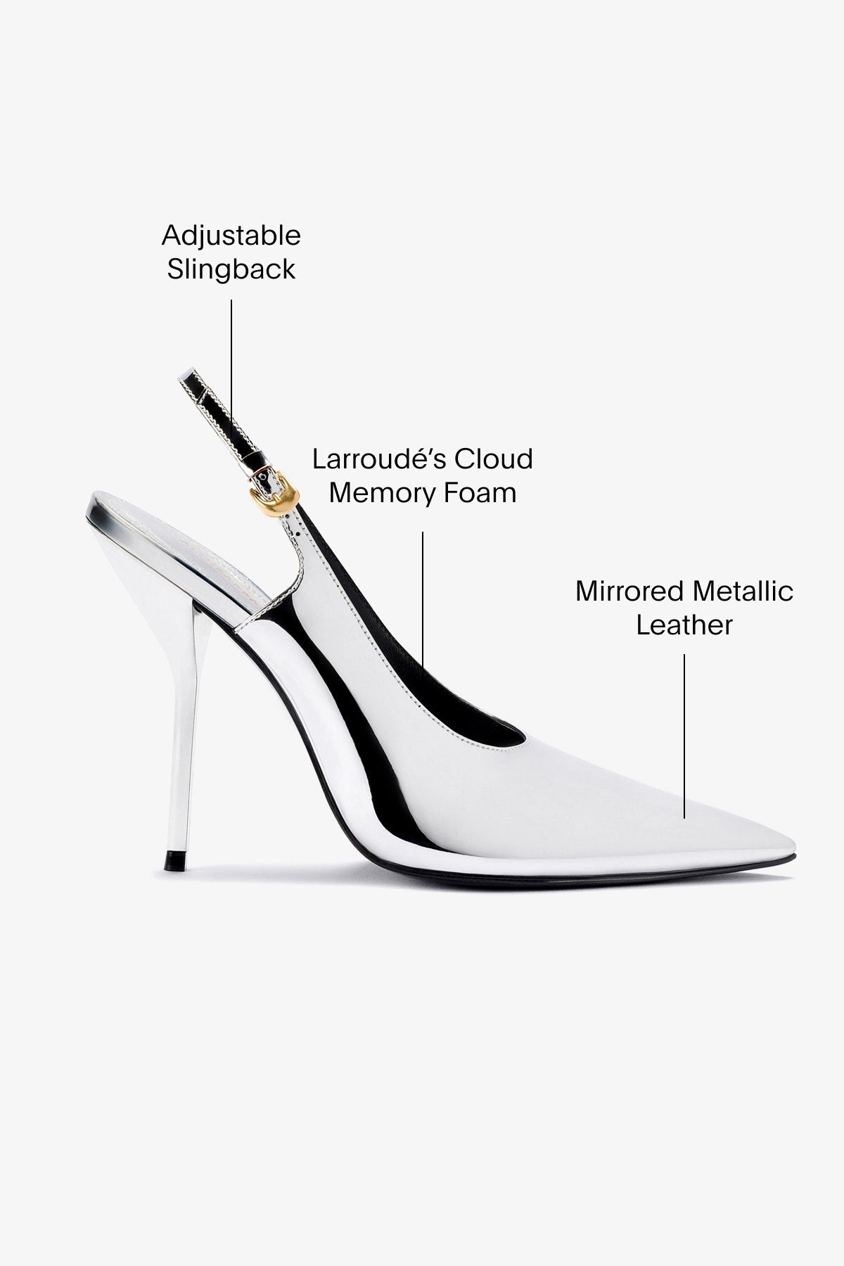 Larroude Larroudé x Altuzarra Pump In Silver Specchio