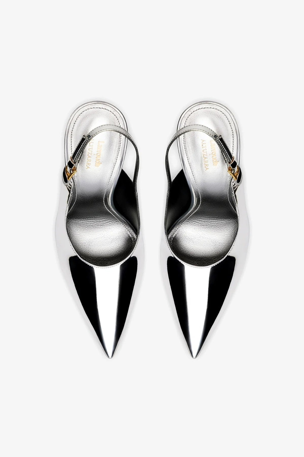 Larroude Larroudé x Altuzarra Pump In Silver Specchio