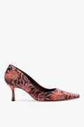 Larroude Larroudé by Markarian: Pump Burgundy Floral Brocade