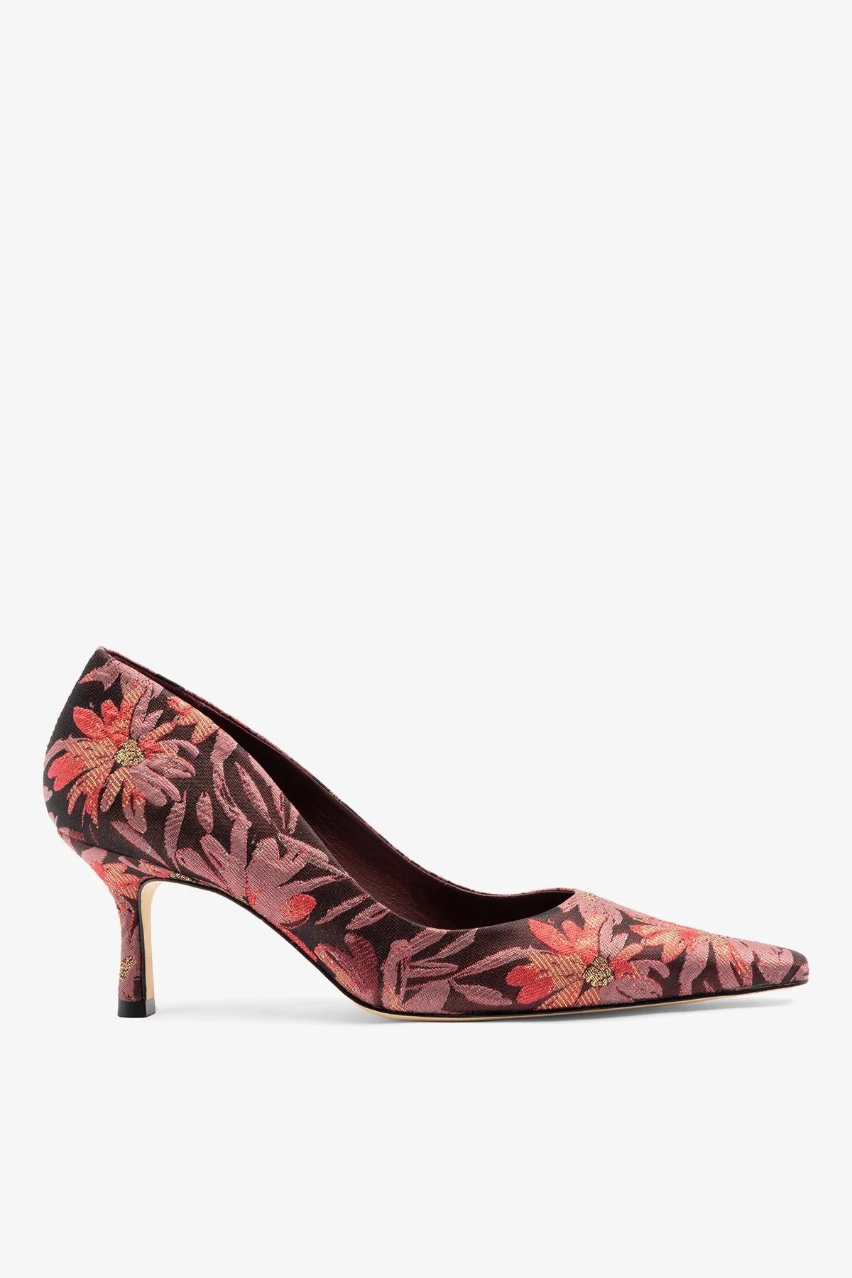 Larroude Larroudé by Markarian: Pump Burgundy Floral Brocade