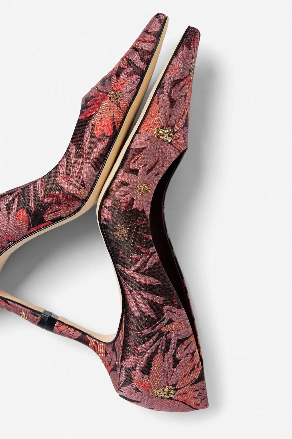 Larroude Larroudé by Markarian: Pump Burgundy Floral Brocade