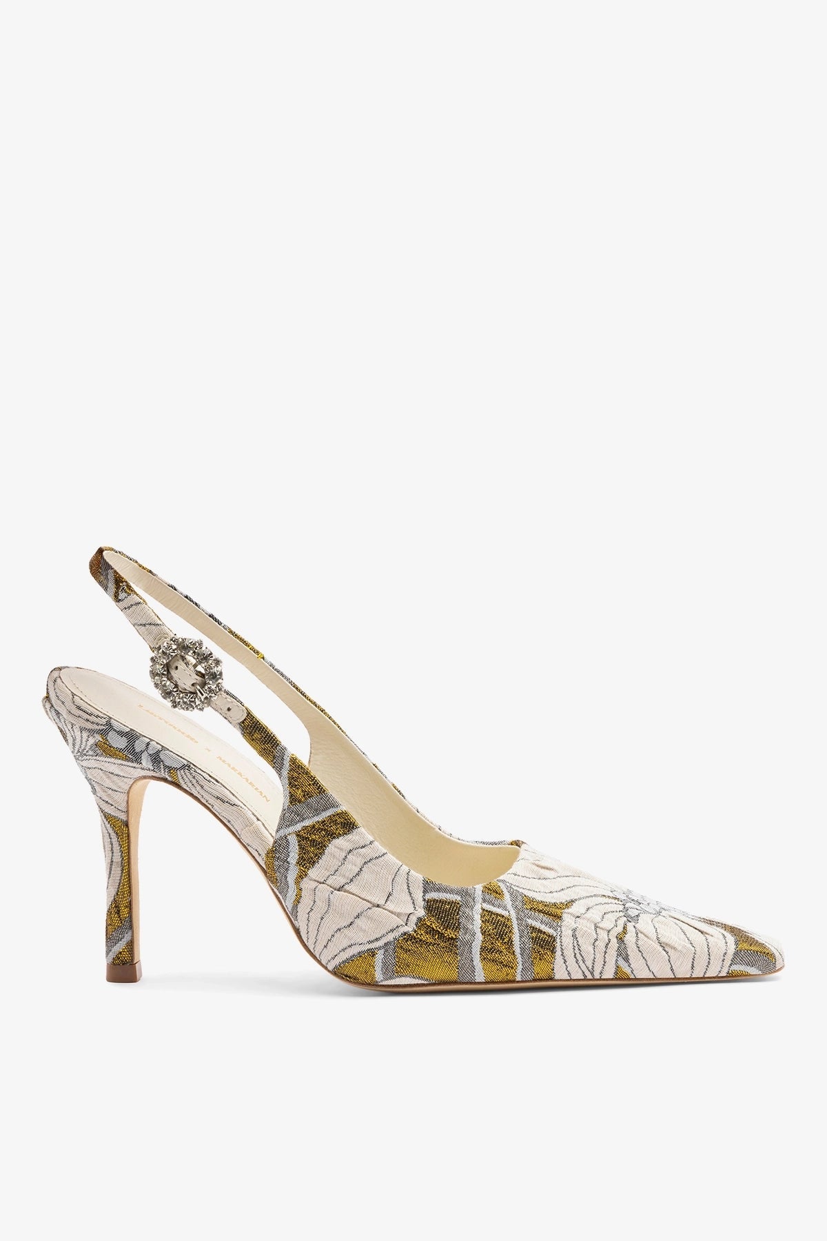 Larroude Larroudé by Markarian: Carine Pump Gold Floral Jacquard