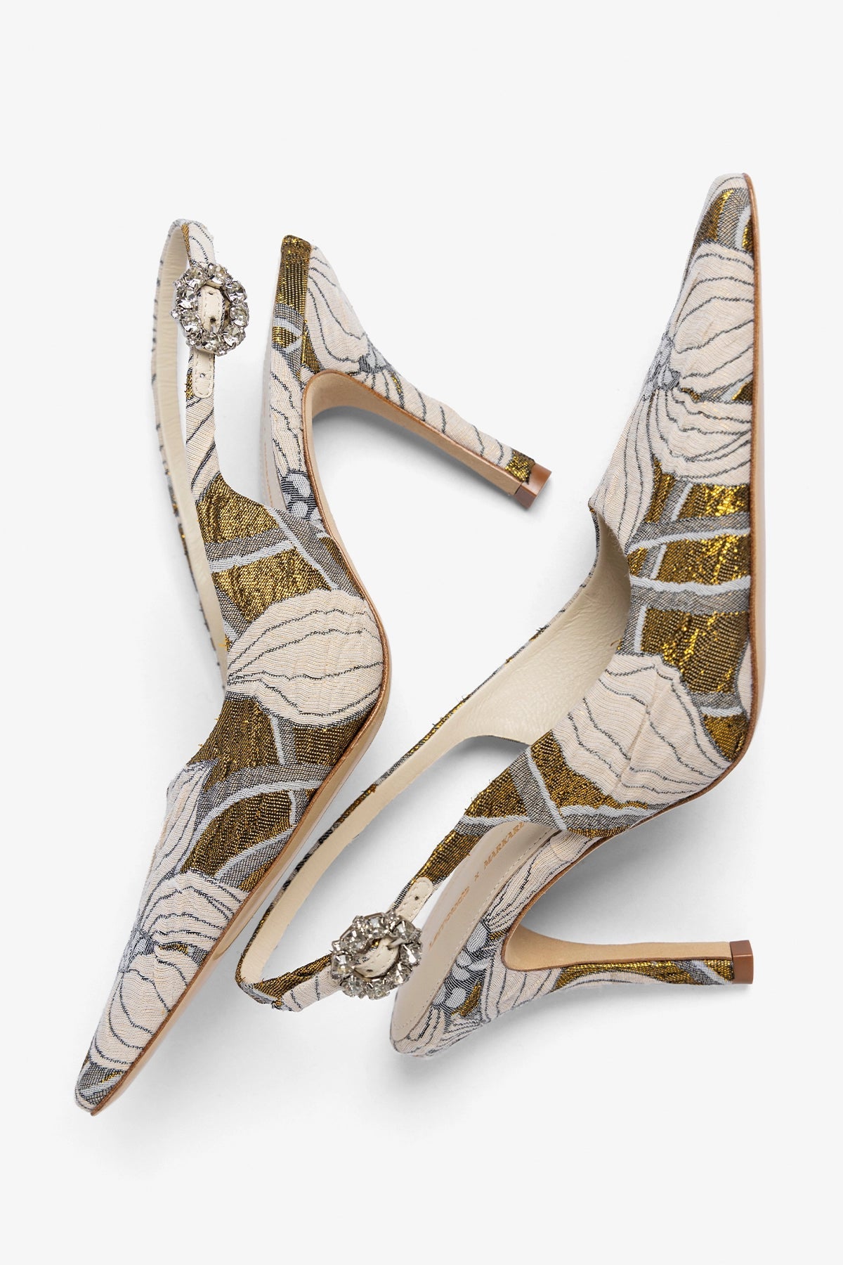 Larroude Larroudé by Markarian: Carine Pump Gold Floral Jacquard