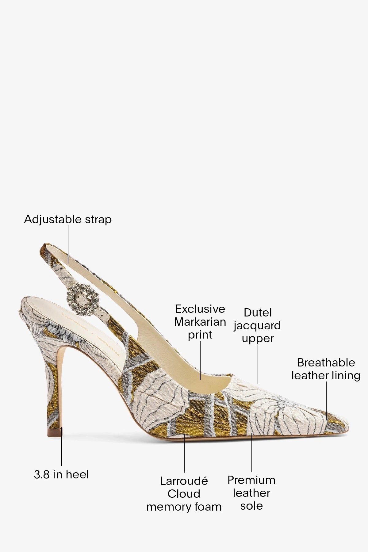 Larroude Larroudé by Markarian: Carine Pump Gold Floral Jacquard