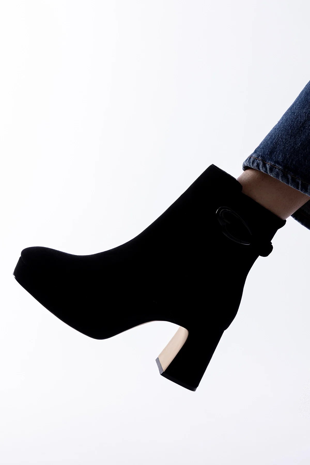 Larroude Dolly Verona Low Boot Black Suede