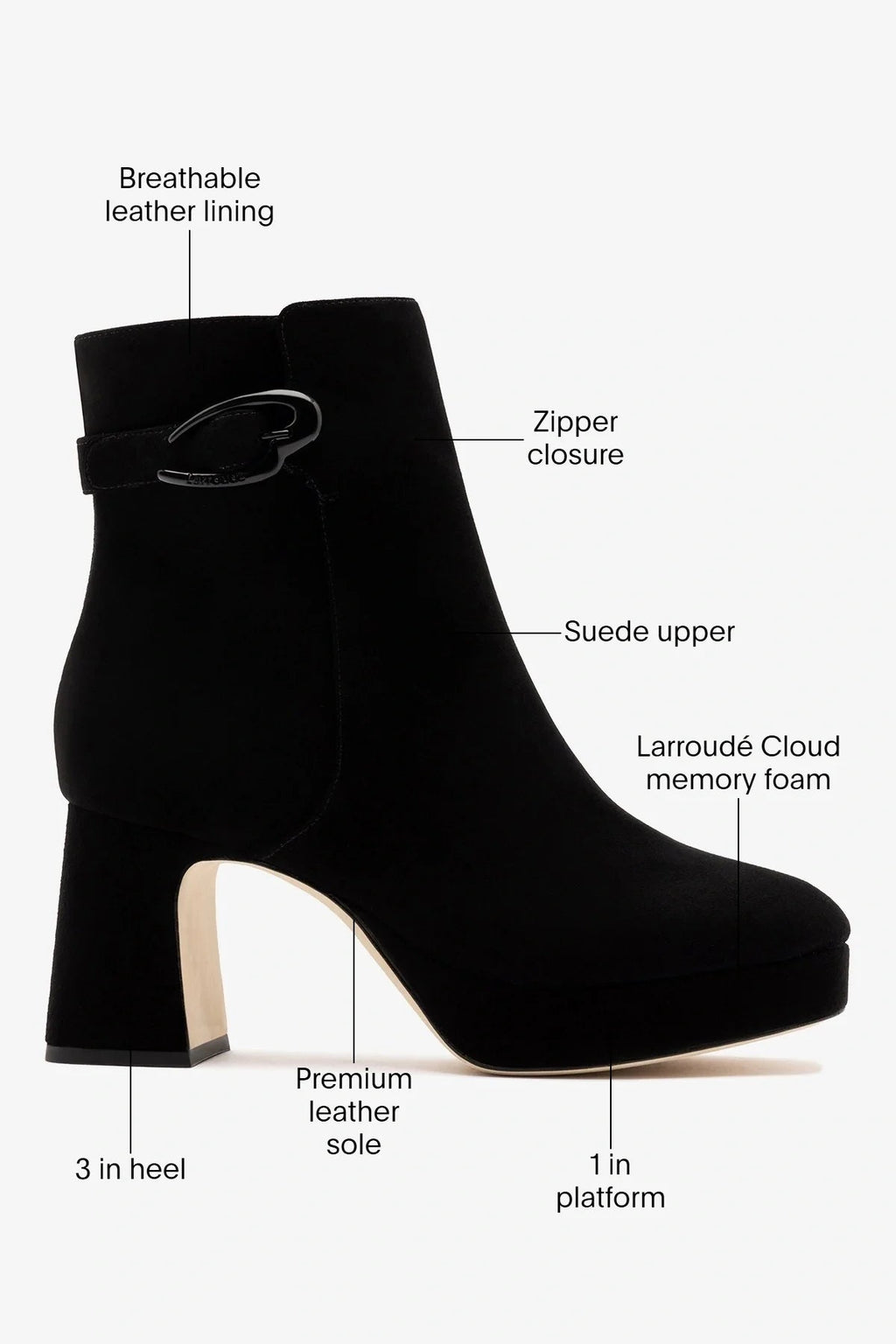 Larroude Dolly Verona Low Boot Black Suede
