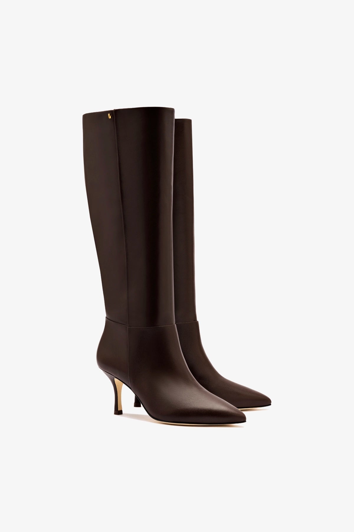 Larroude Kate Mid Boot In Brown Leather