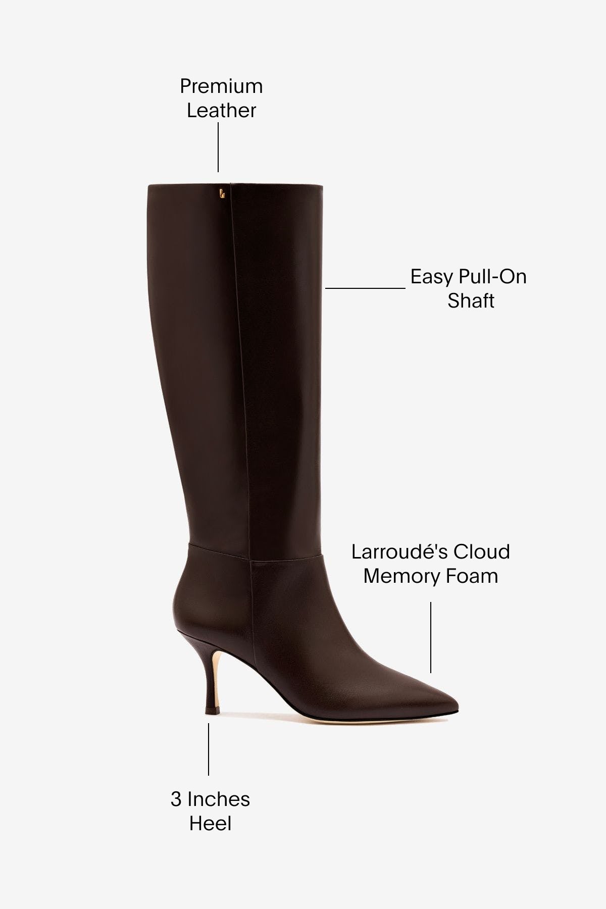 Larroude Kate Mid Boot In Brown Leather