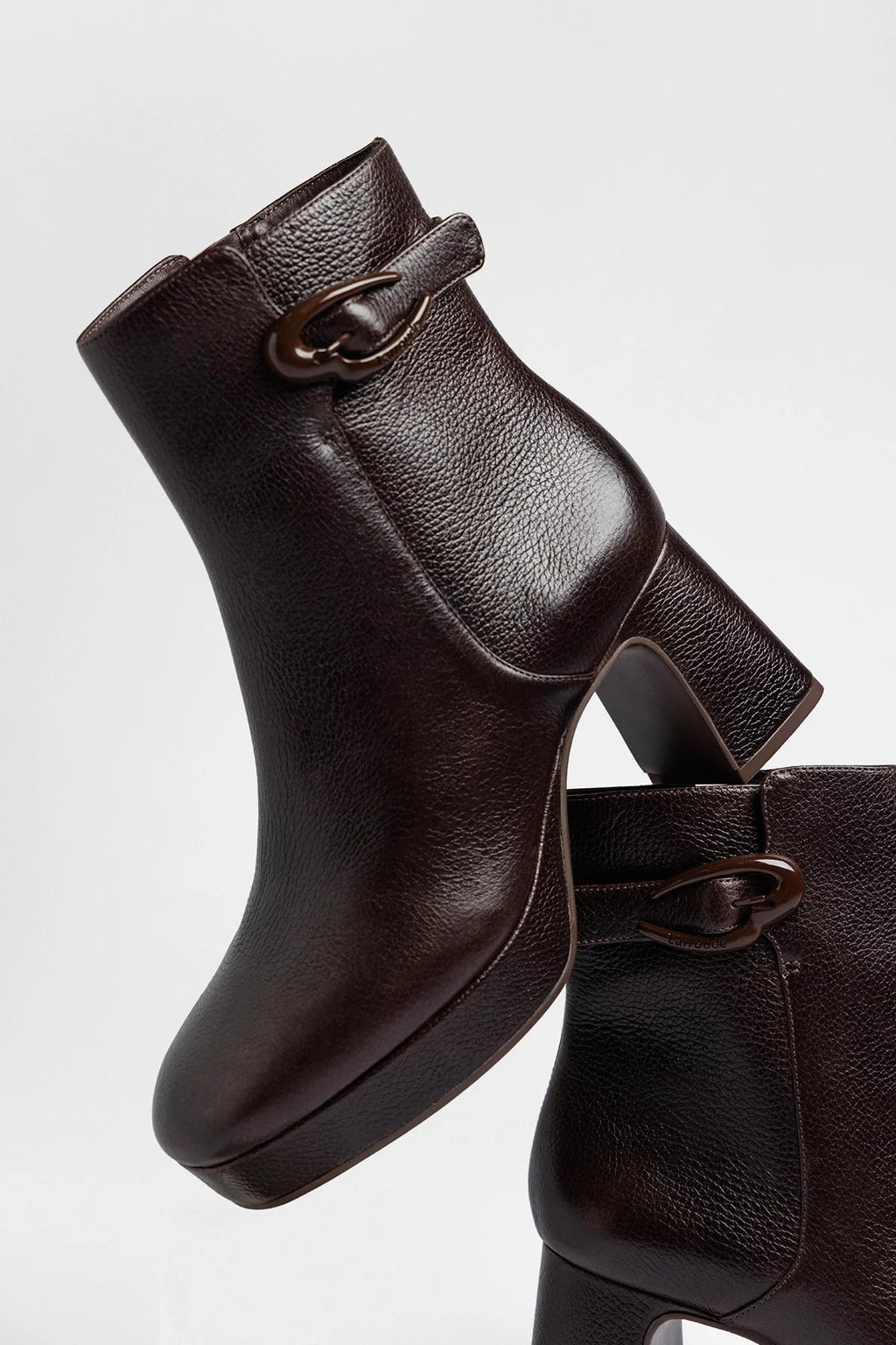 Larroude Dolly Verona Low Platform Boot Brown Leather