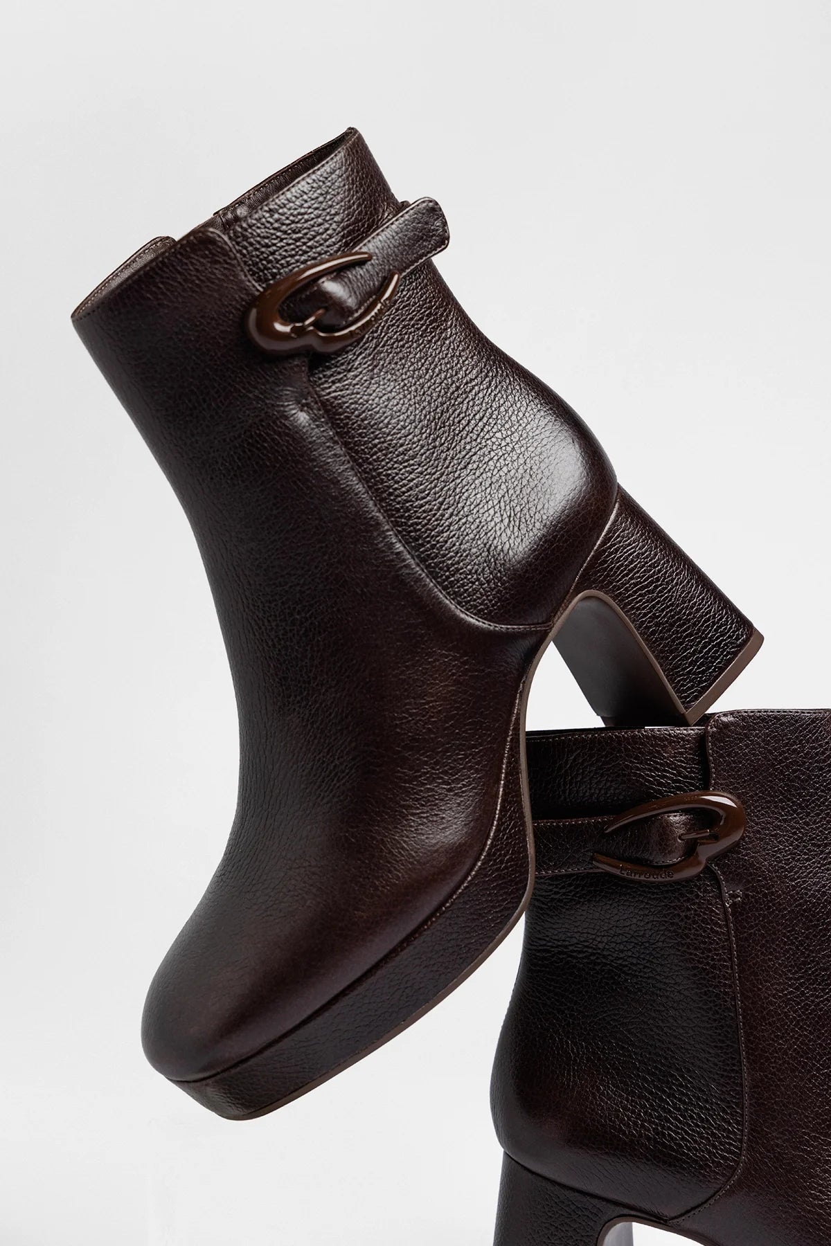 Larroude Dolly Verona Low Platform Boot Brown Leather