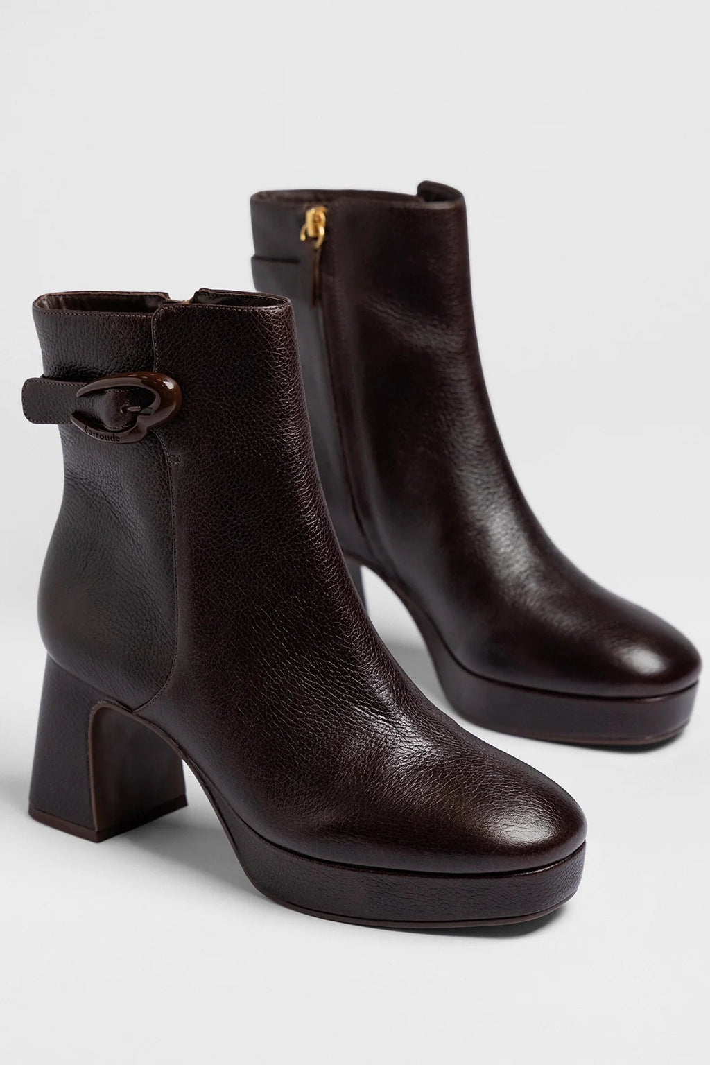 Larroude Dolly Verona Low Platform Boot Brown Leather