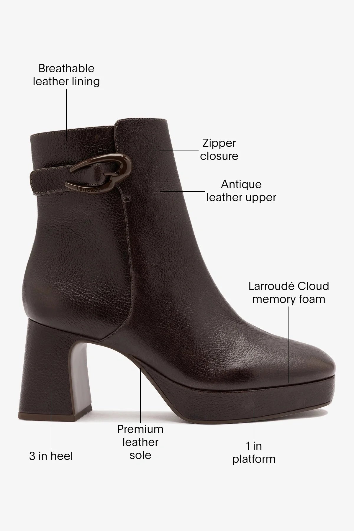 Larroude Dolly Verona Low Platform Boot Brown Leather