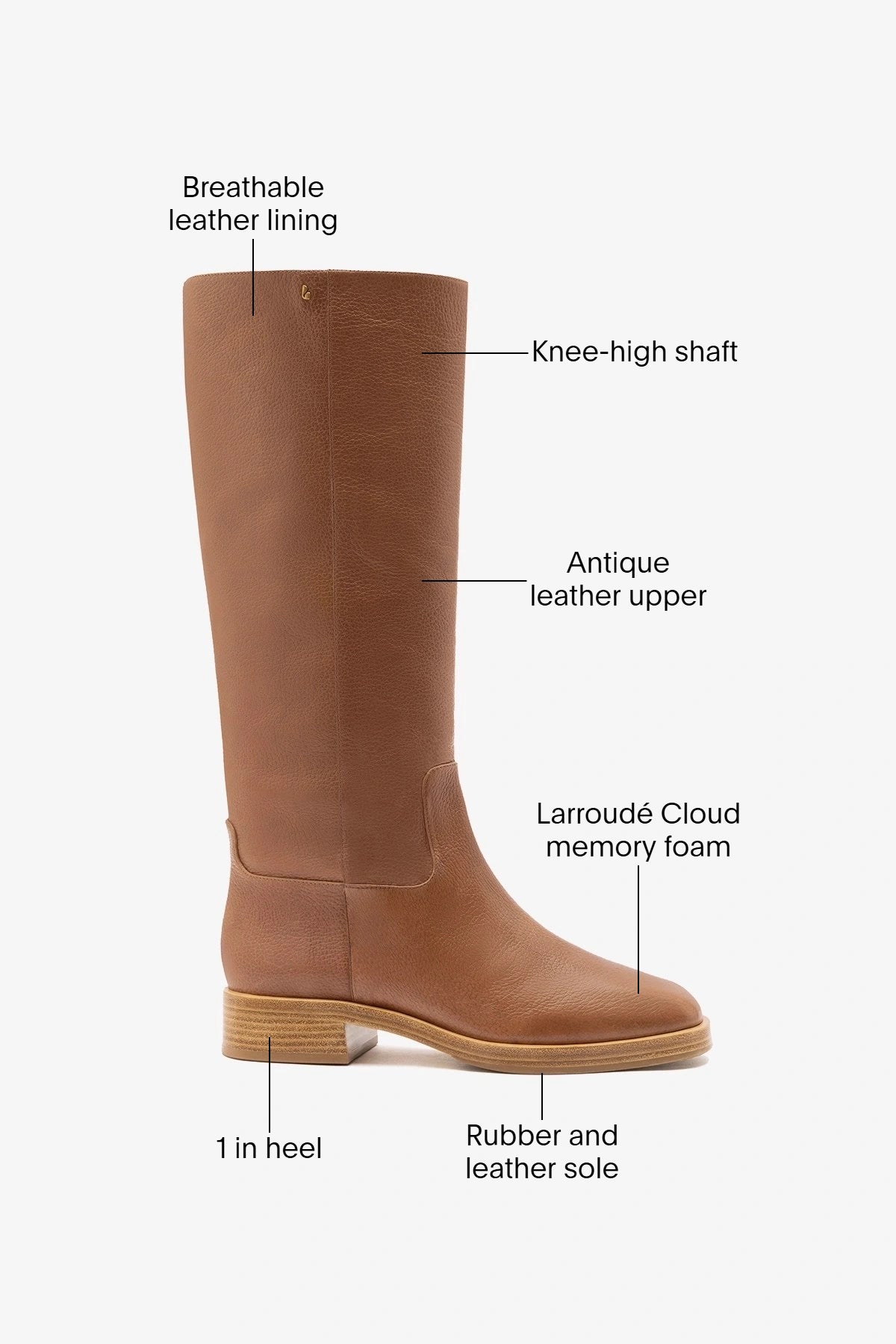 Larroude Anne Boot Caramel Leather