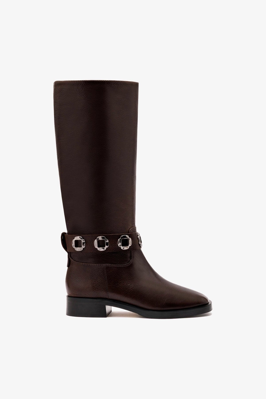 Larroude Milan Flat Boot In Brown Leather