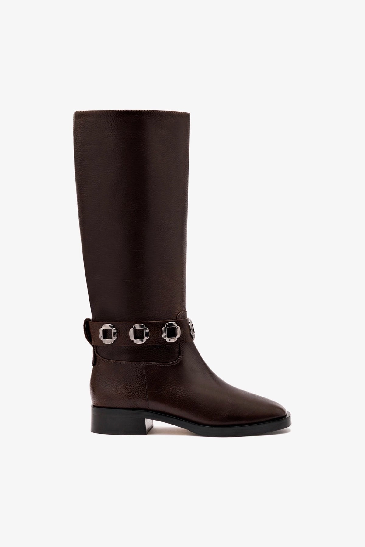 Larroude Milan Flat Boot In Brown Leather