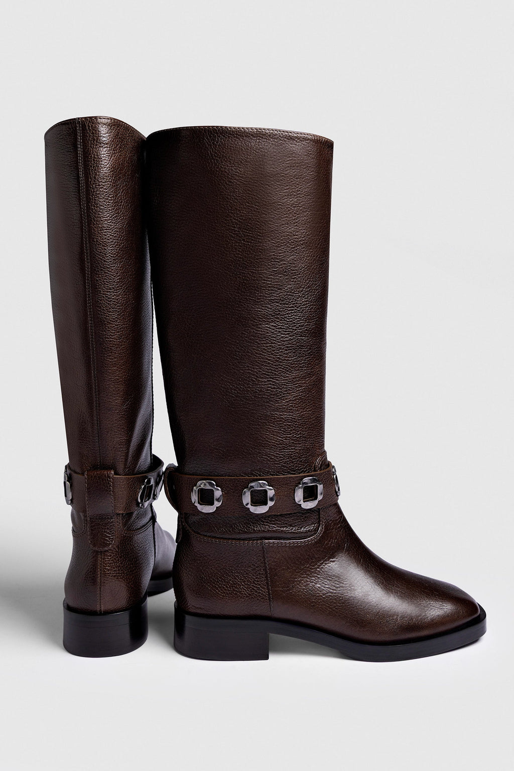 Larroude Milan Flat Boot In Brown Leather