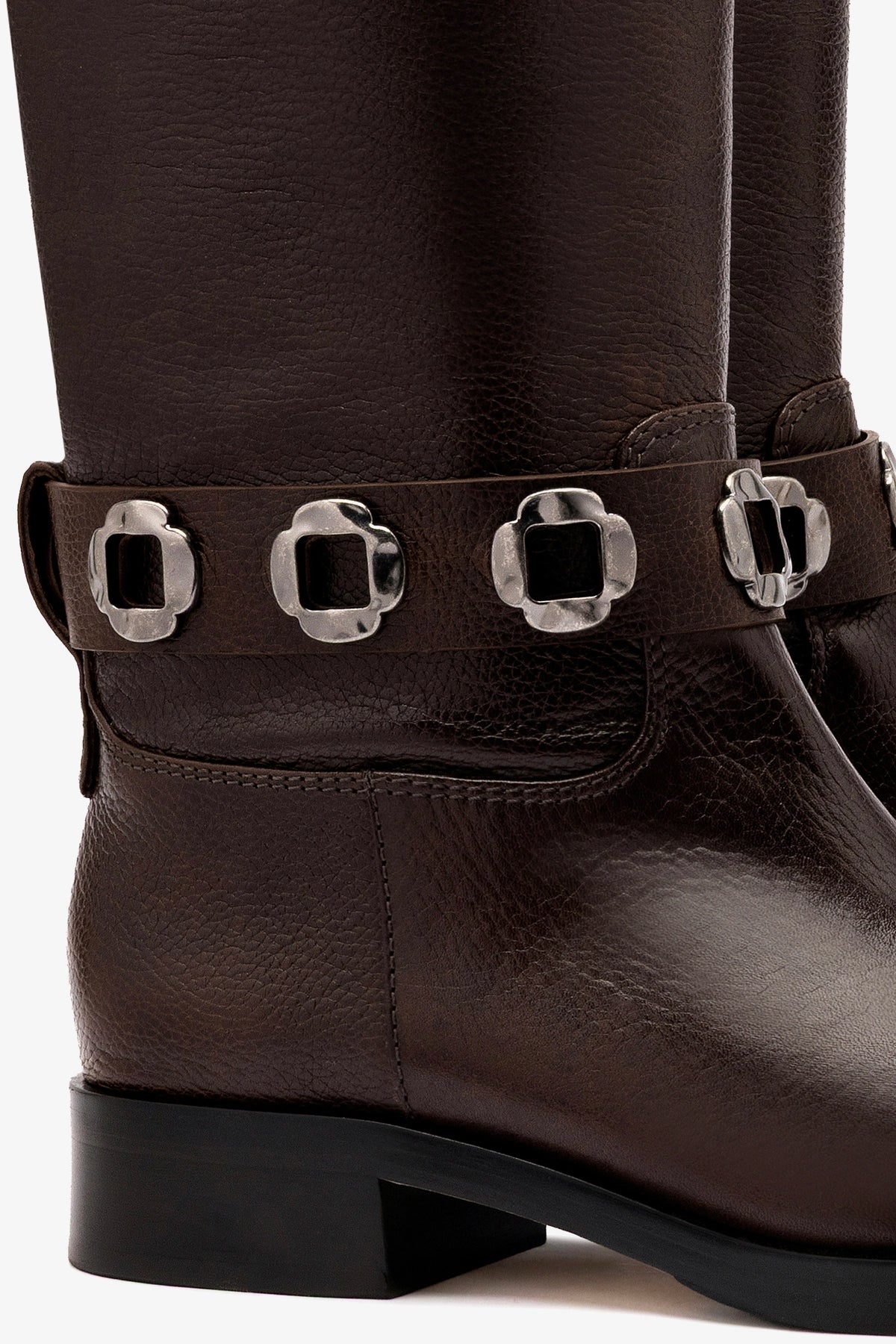 Larroude Milan Flat Boot In Brown Leather