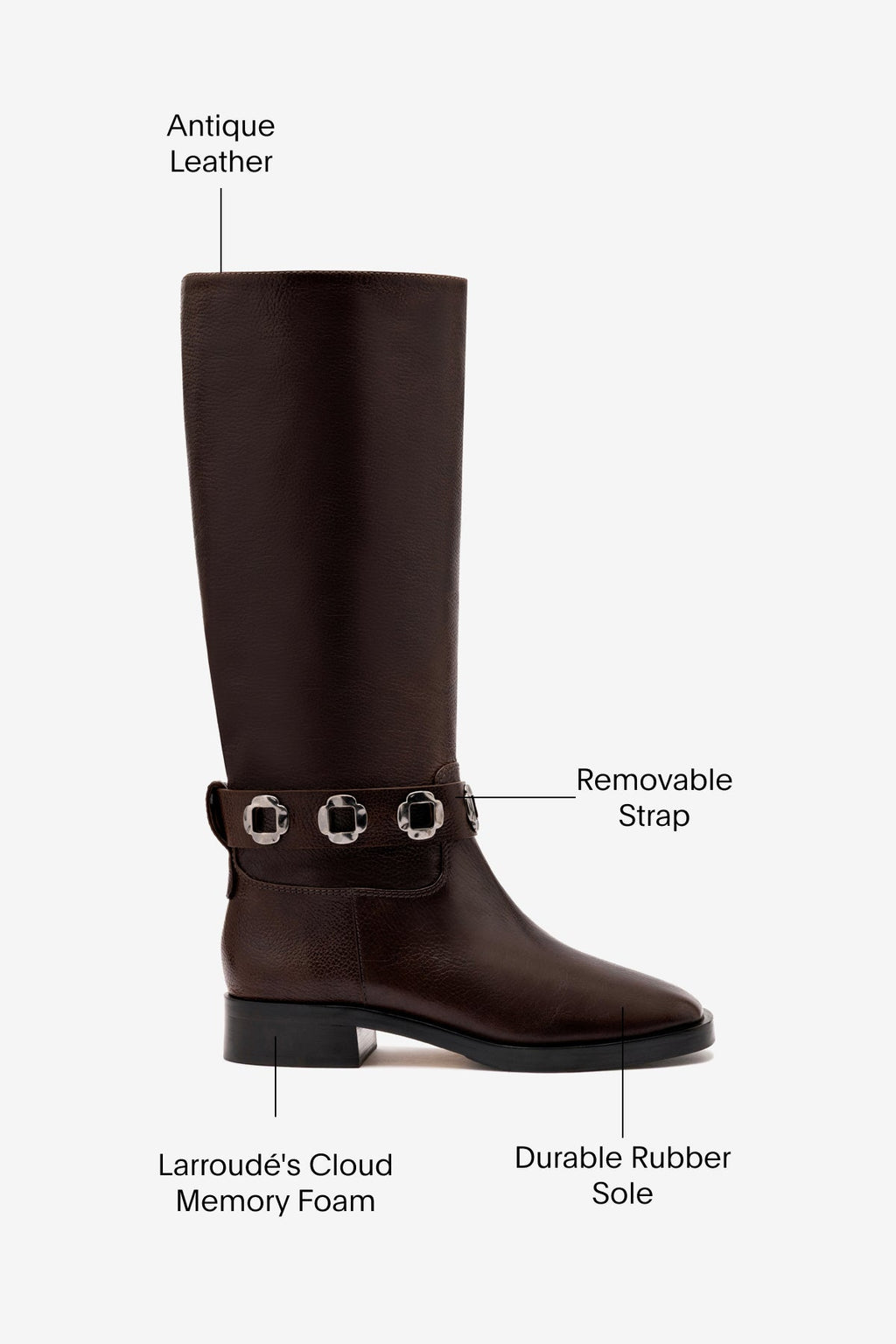 Larroude Milan Flat Boot In Brown Leather