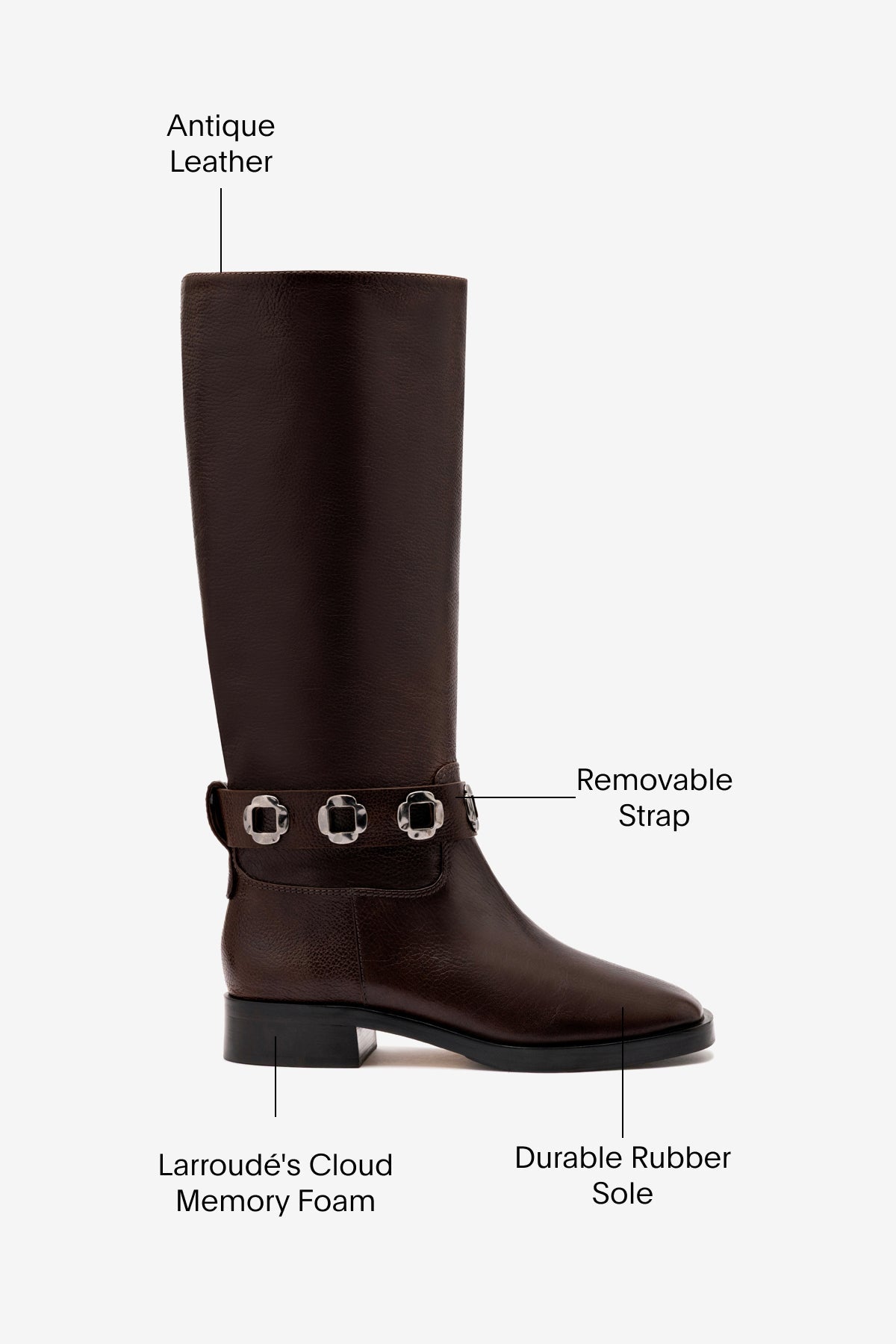 Larroude Milan Flat Boot In Brown Leather