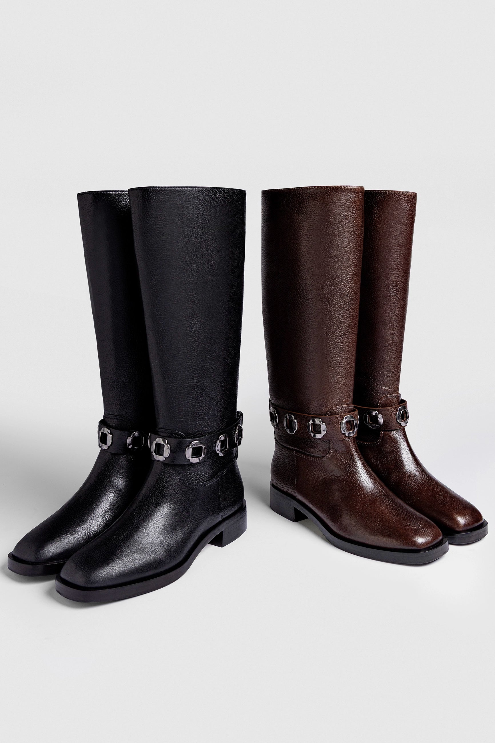 Larroude Milan Flat Boot In Brown Leather