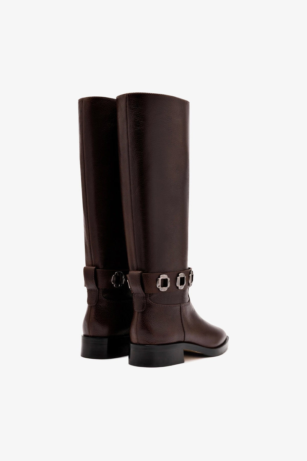 Larroude Milan Flat Boot In Brown Leather