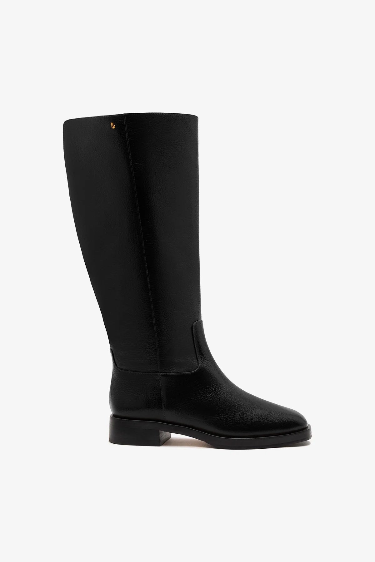 Larroude Anne Wide Boot Black Leather
