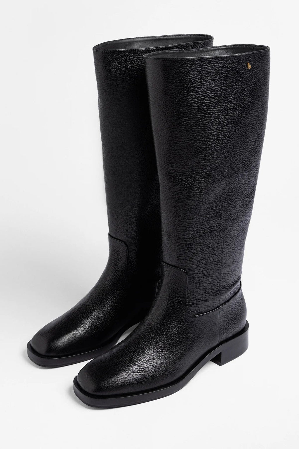 Larroude Anne Wide Boot Black Leather