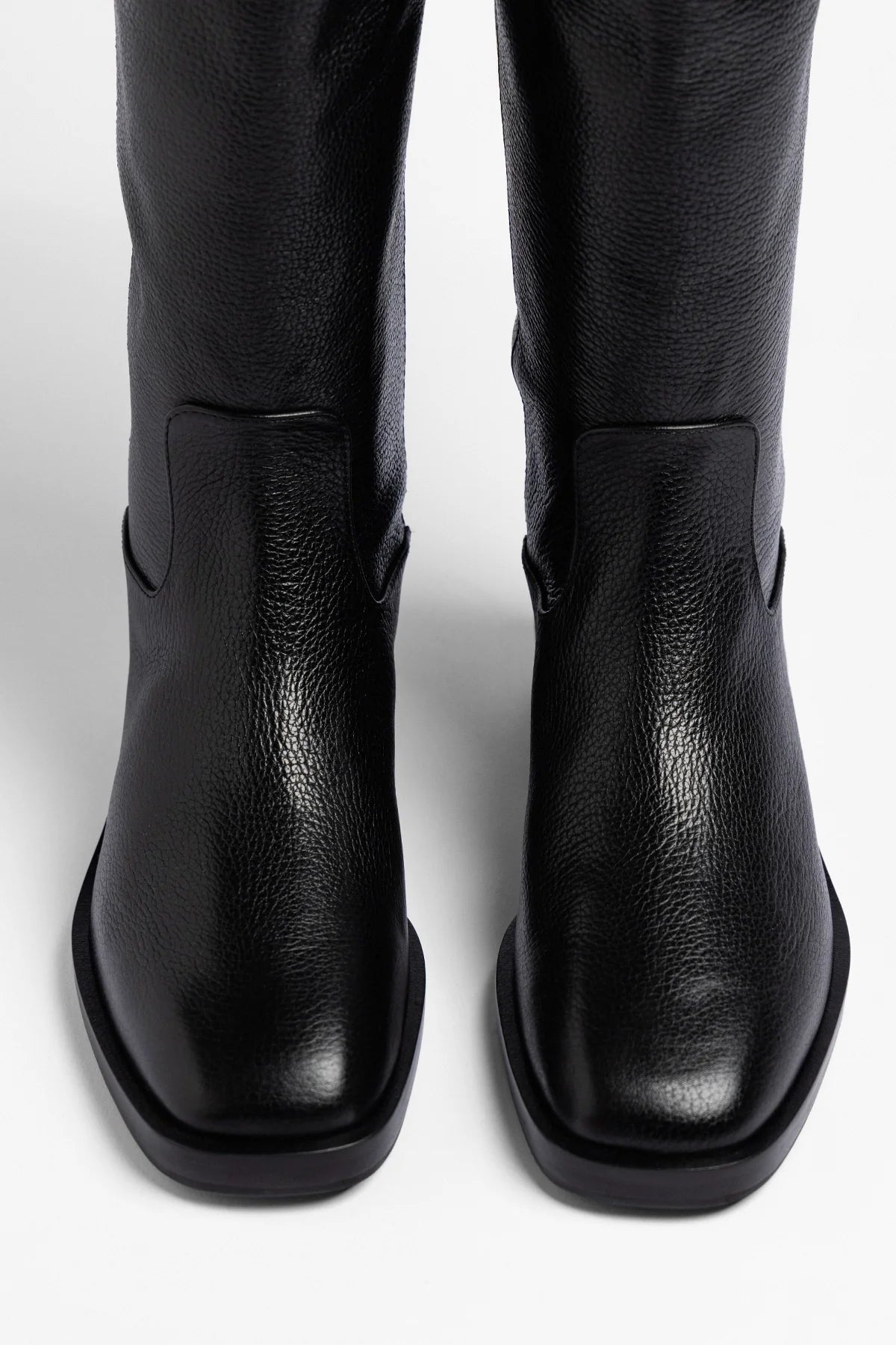 Larroude Anne Wide Boot Black Leather