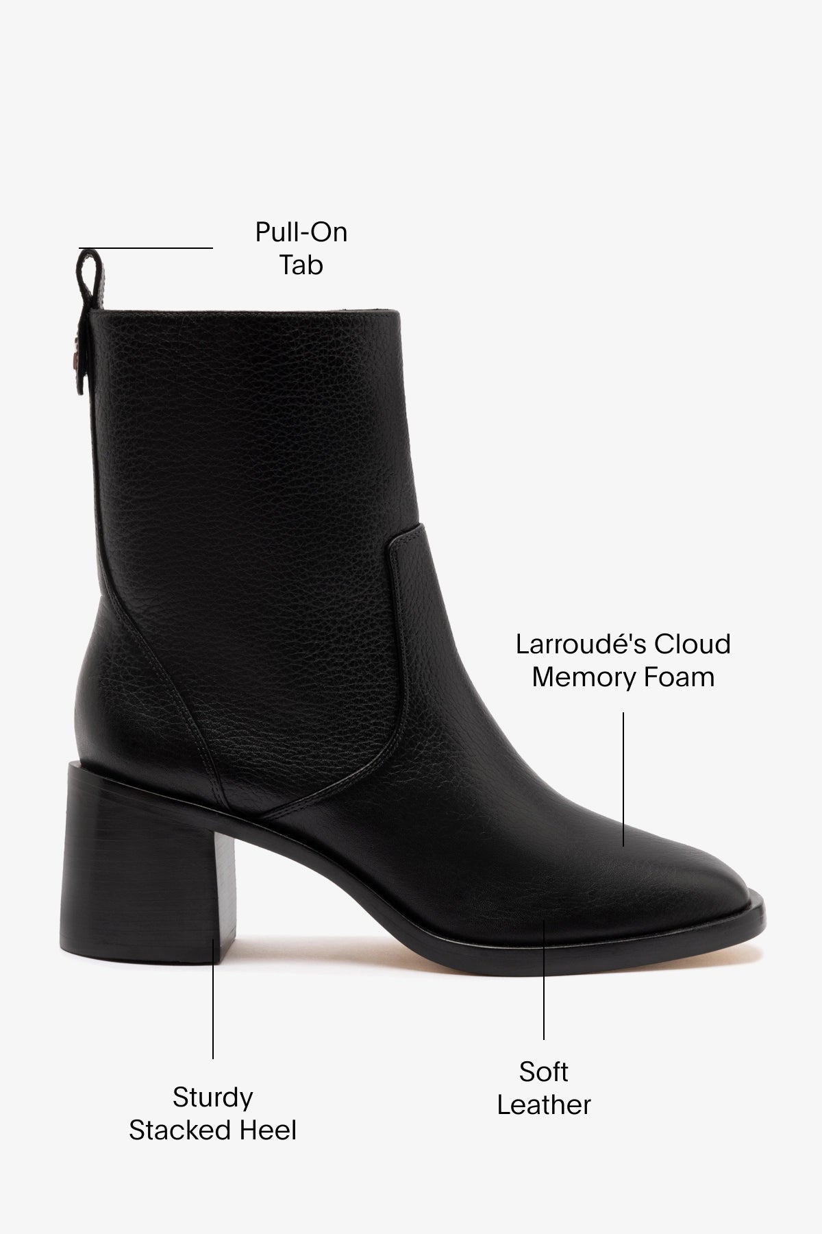 Larroude Mini Ricky Boot In Black Leather