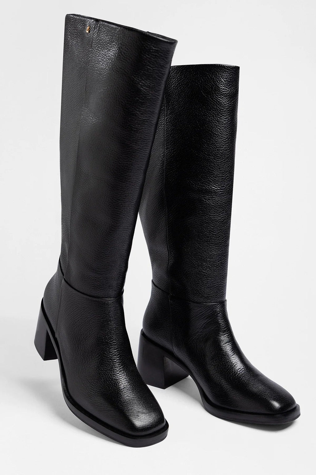 Larroude Ricky Wide Boot Black Leather
