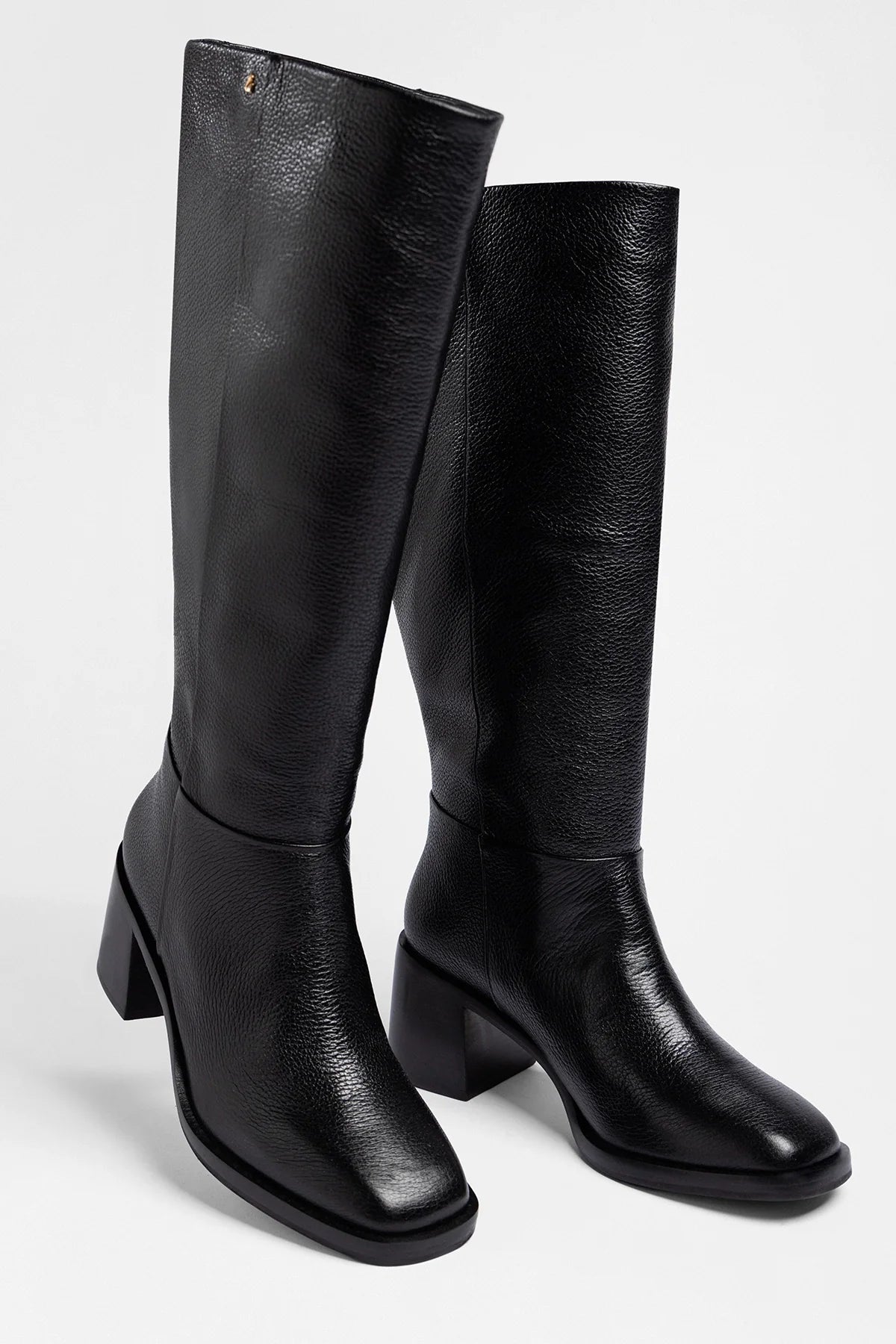 Larroude Ricky Wide Boot Black Leather