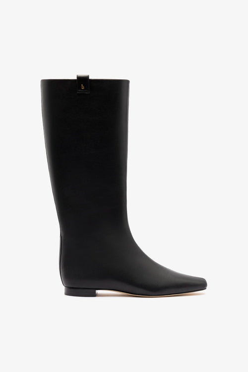 Larroude Alexis Flat Boot Black Leather