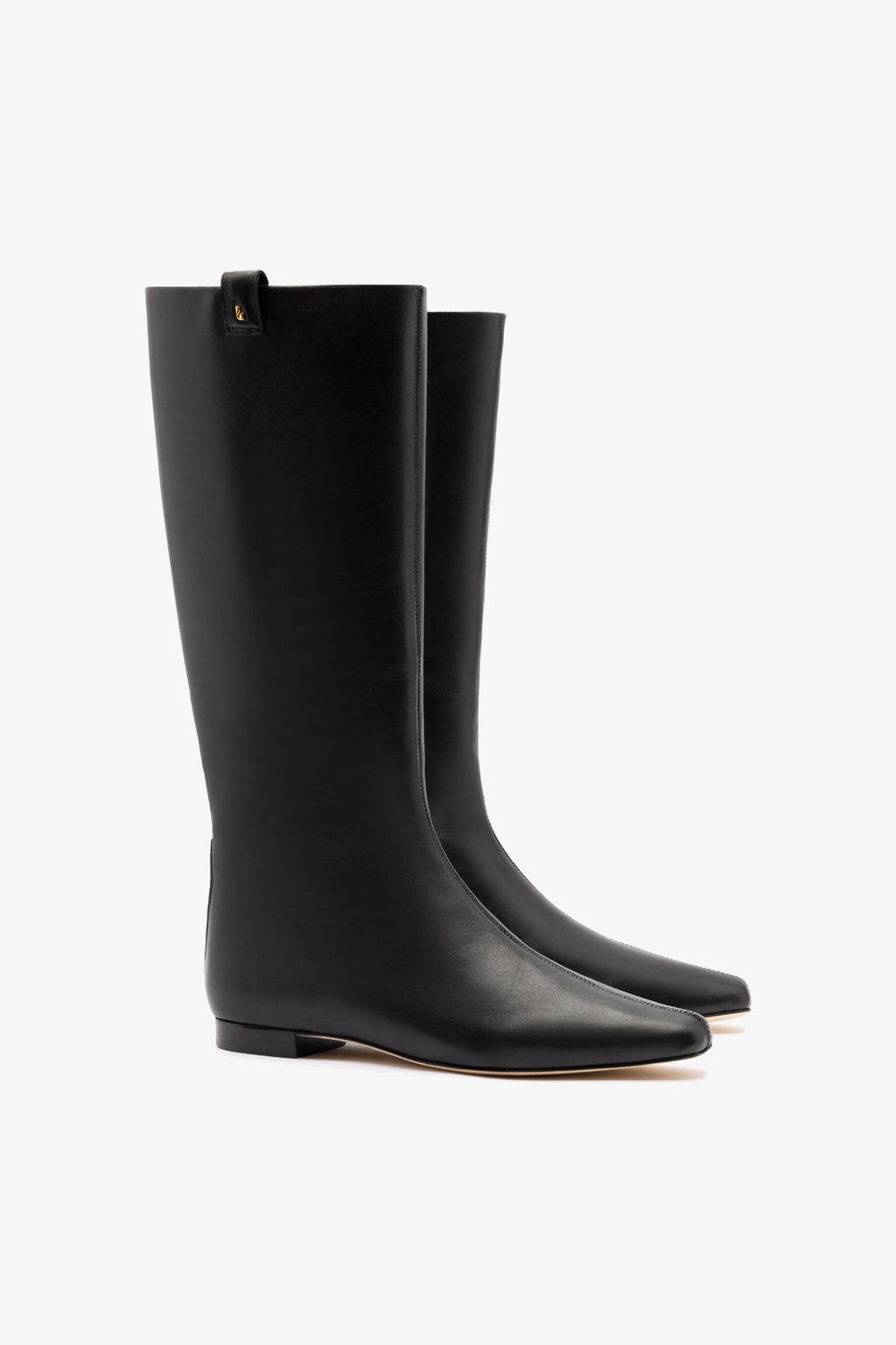 Larroude Alexis Flat Boot Black Leather